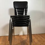 vintage chromed tubular steel stackable dining chairs