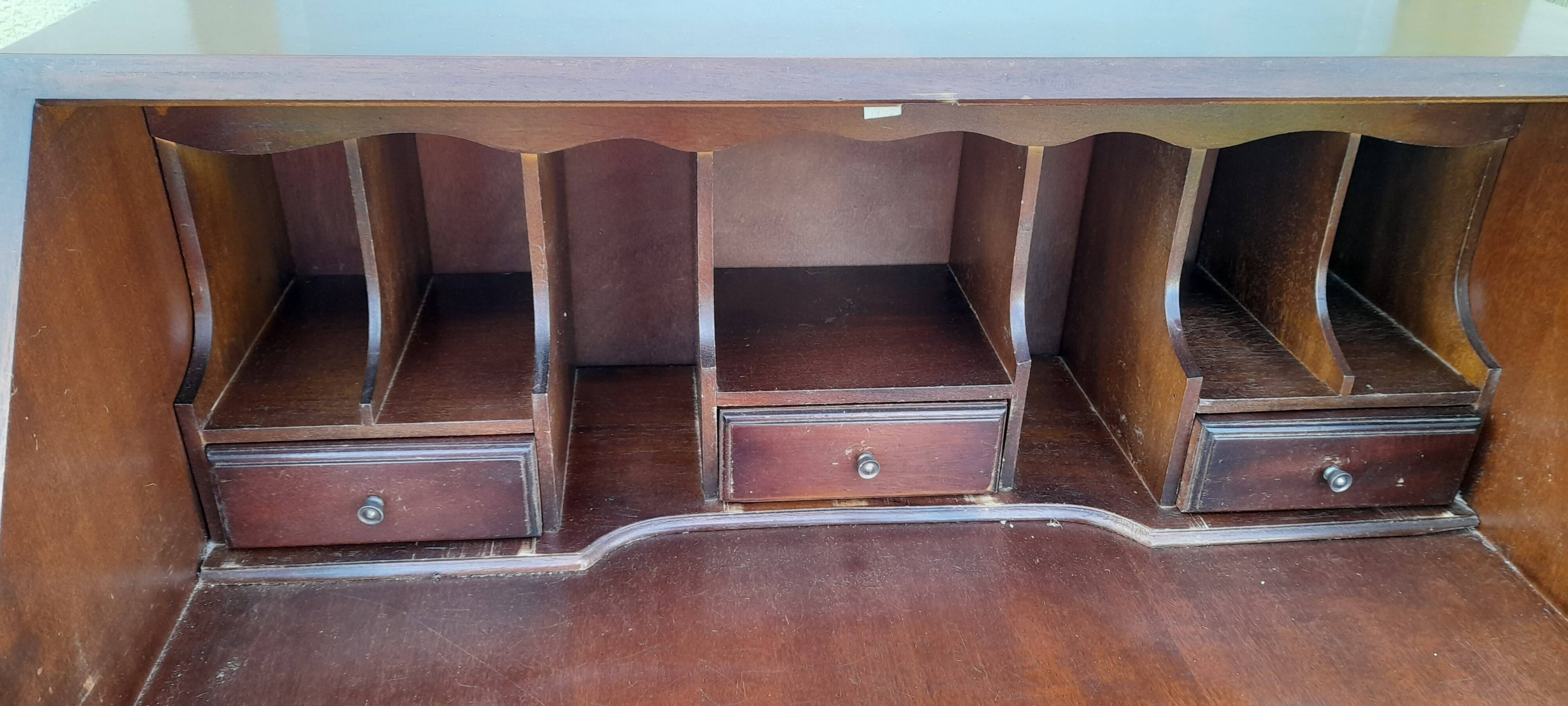 Mahogany-stained beech writing desk with keys H 106 cm