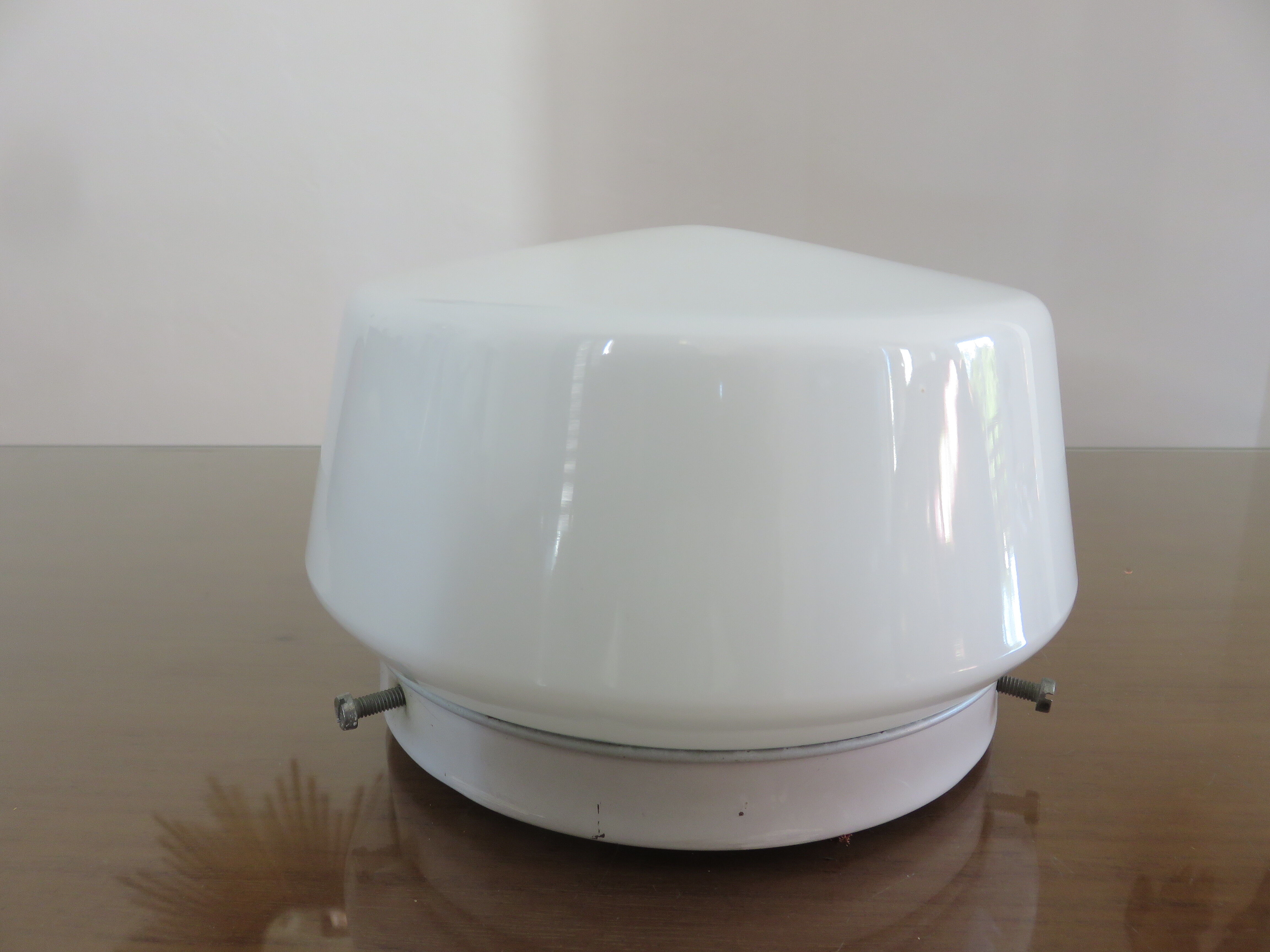 Ceiling lamp in opaline and lacquered metal 60s 70s
