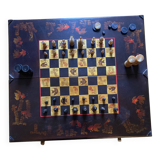 Chessboard and backgammon in lacquer and horn