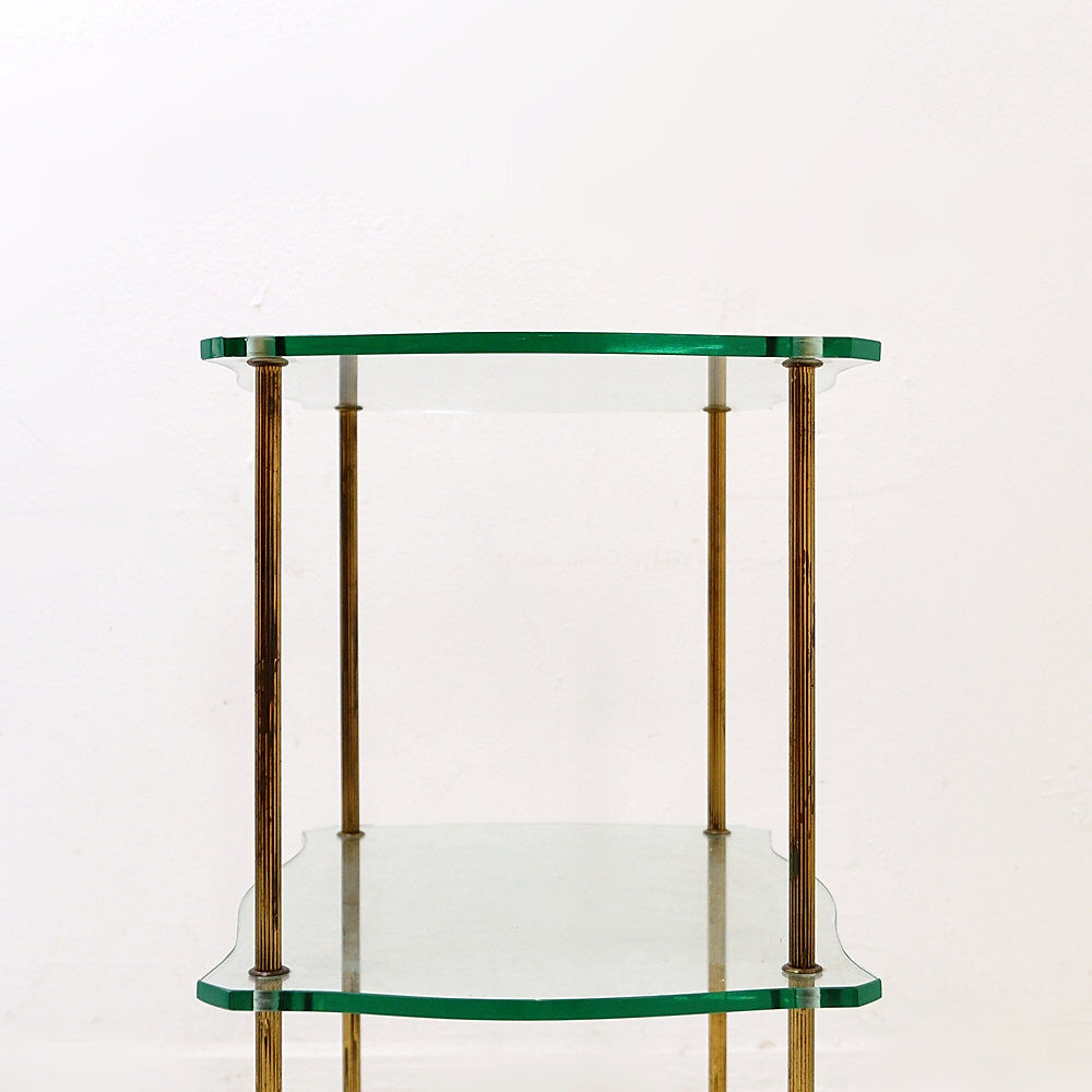 Brass side table with double glass top Maison Jansen Style - Circa 1940