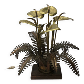 Jansen style Brass Lilies Table Lamp Midcentury Modern Hollywood Regency 1970s