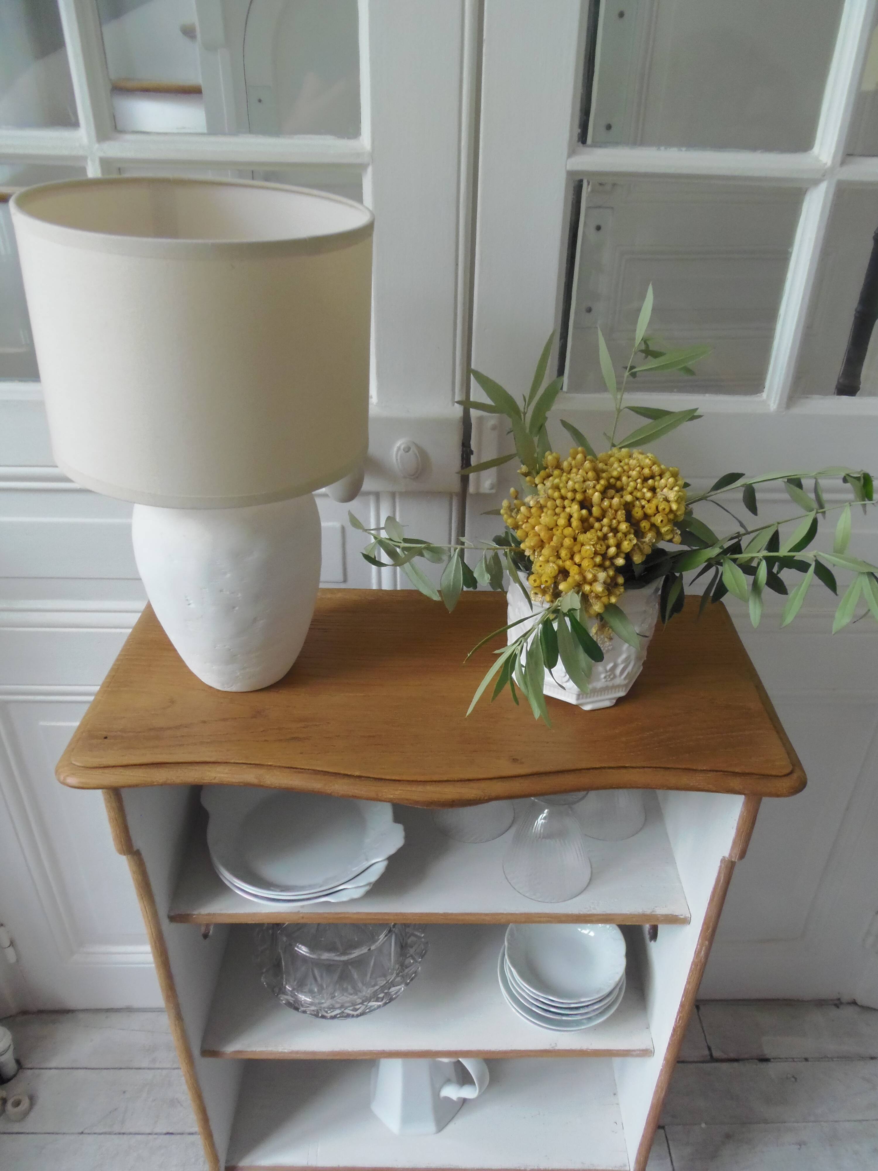 Vintage low depth bookcase in pearl grey interior oak with waxed finish.