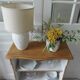 Vintage low depth bookcase in pearl grey interior oak with waxed finish.