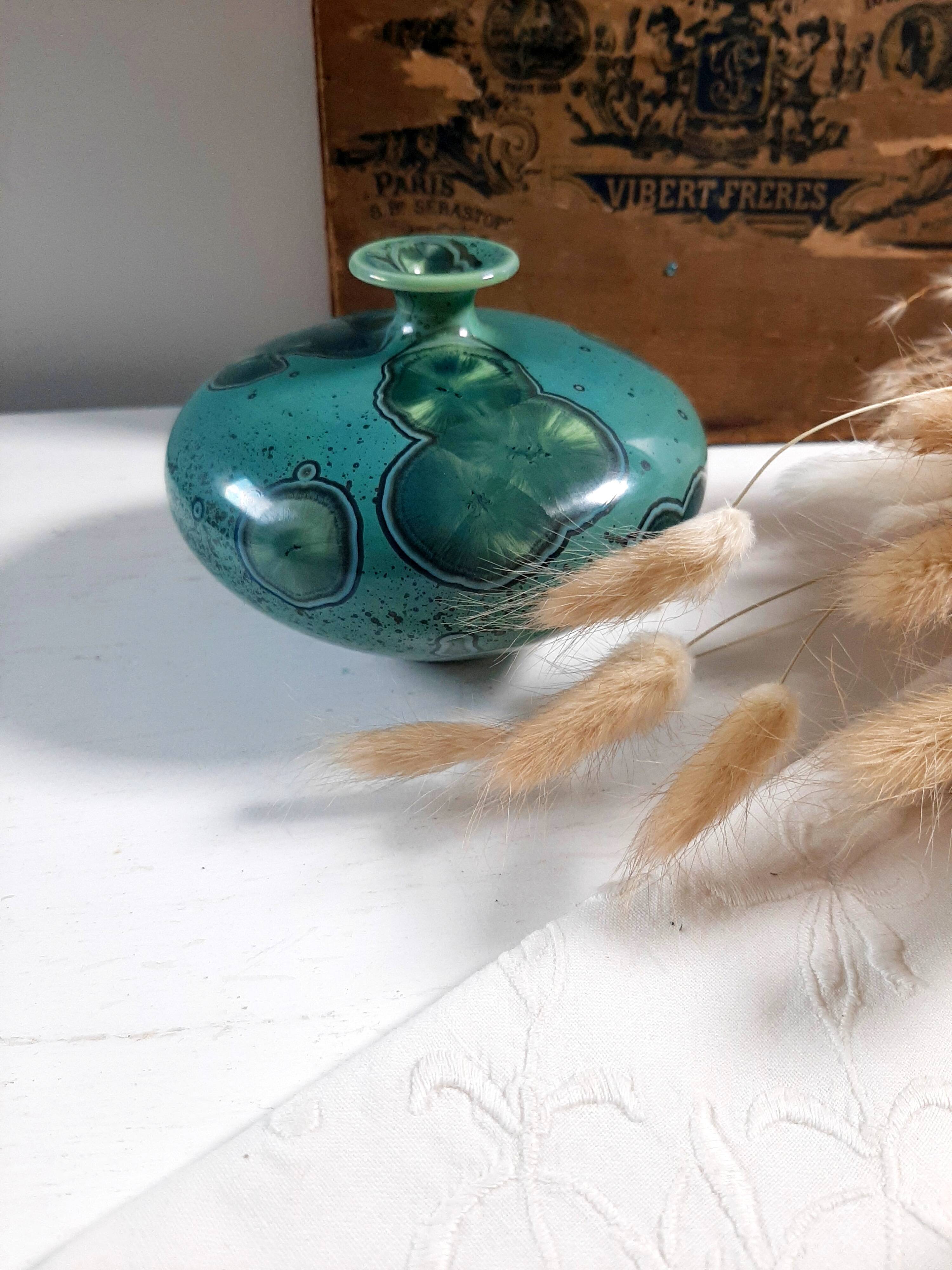 Vase soliflore en céramique à glaçure cristalline