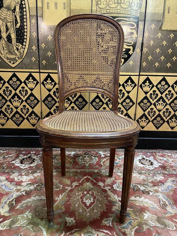 Set of 6 Louis XVI style chairs in cane - Caned