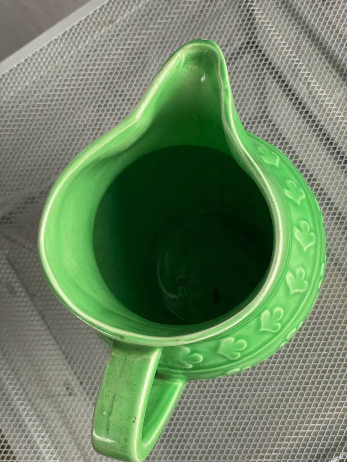 Old ceramic pitcher shape 7316 digoin green