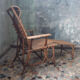 Chaise longue rotin vintage