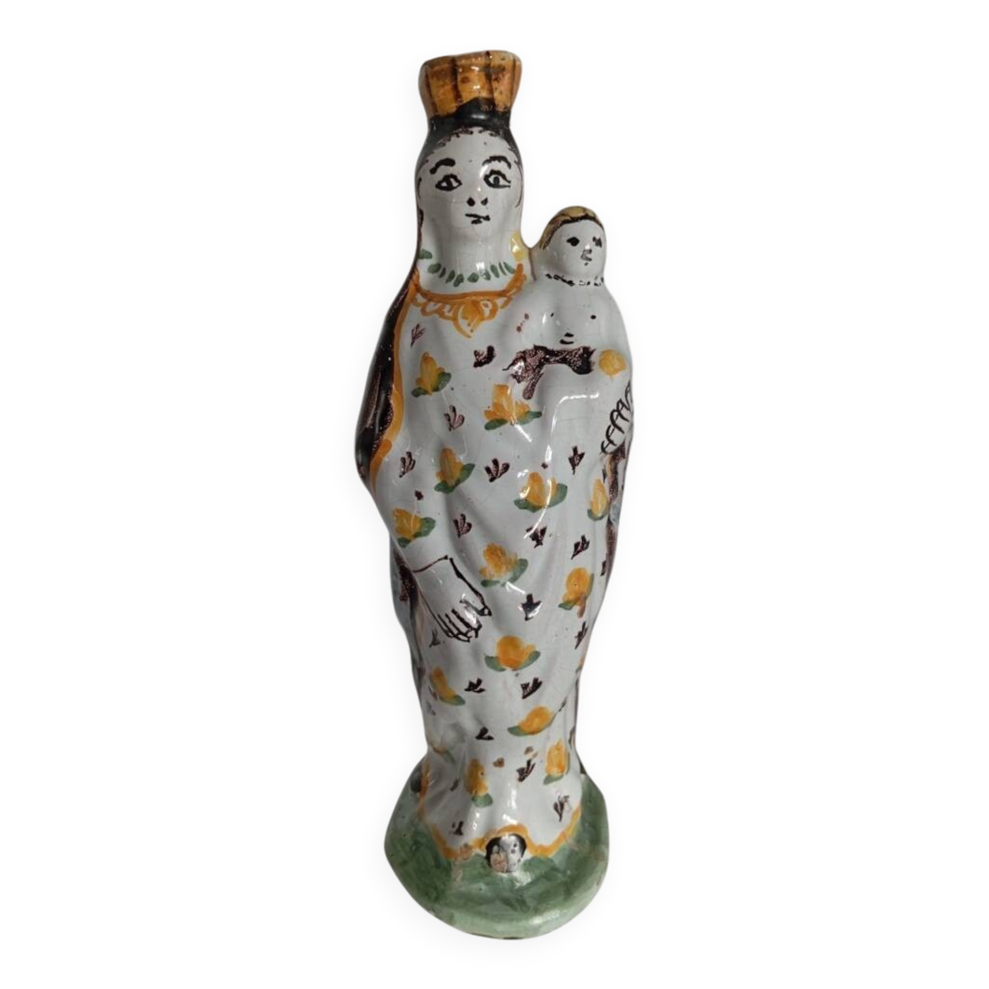 Virgin and Child in polychrome earthenware, 18th century, Nevers