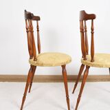 Pair of chairs in turned wood and fabric, vintage, dating from 1960.