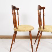 Pair of chairs in turned wood and fabric, vintage, dating from 1960.