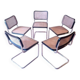Set of 5 B32 Cesca chairs black lacquer by Marcel Breuer 80s Made in Italy