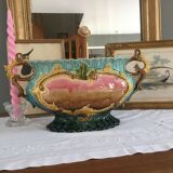 Art Nouveau planter barbotine Majolica 19th