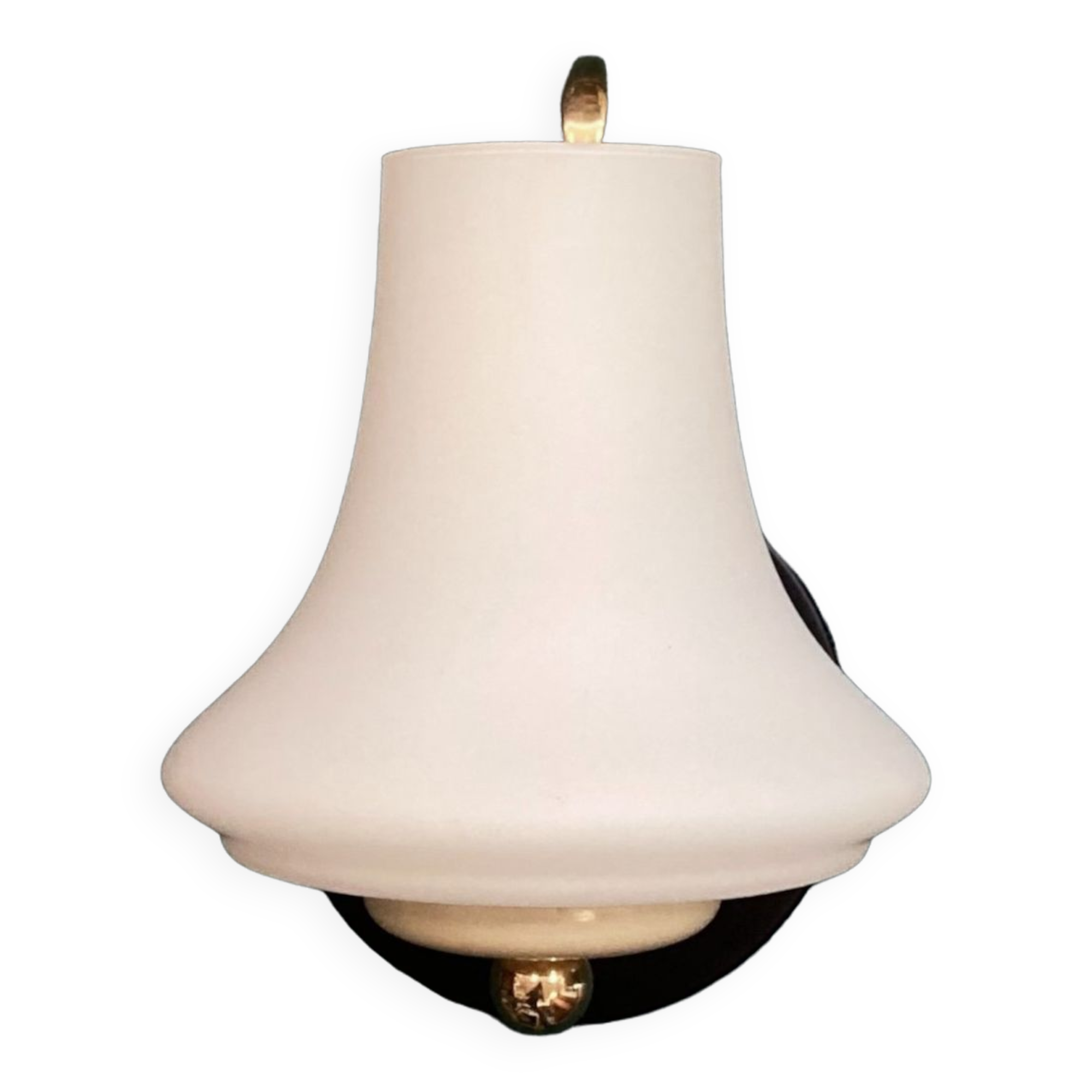 Wall lamp gooseneck brass and tulip glass opaline white decoration vintage lighting fixture
