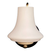 Applique murale col de cygne en laiton et tulipe en verre opaline blanc décoration vintage luminaire