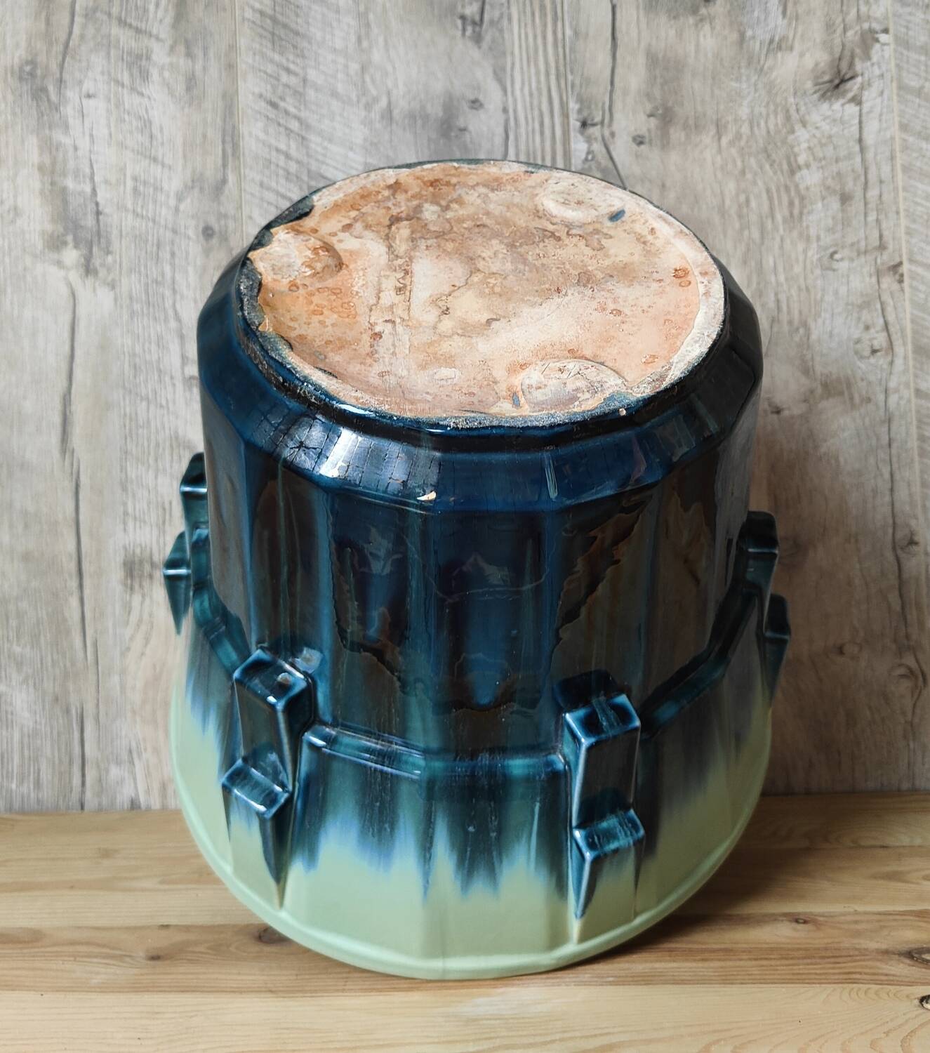 Iridescent Art Deco earthenware planter