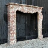 Louis XV style fireplace in grey Ardennes marble, circa 1880.