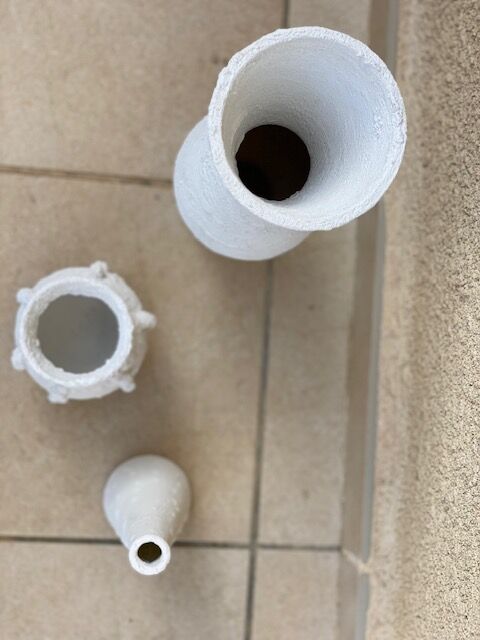 Lot de 3 vases vintage blancs