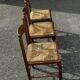 Set of 3 vintage wooden and straw chairs – 1950s