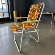 Chaise de plage/camping pliante orange vintage
