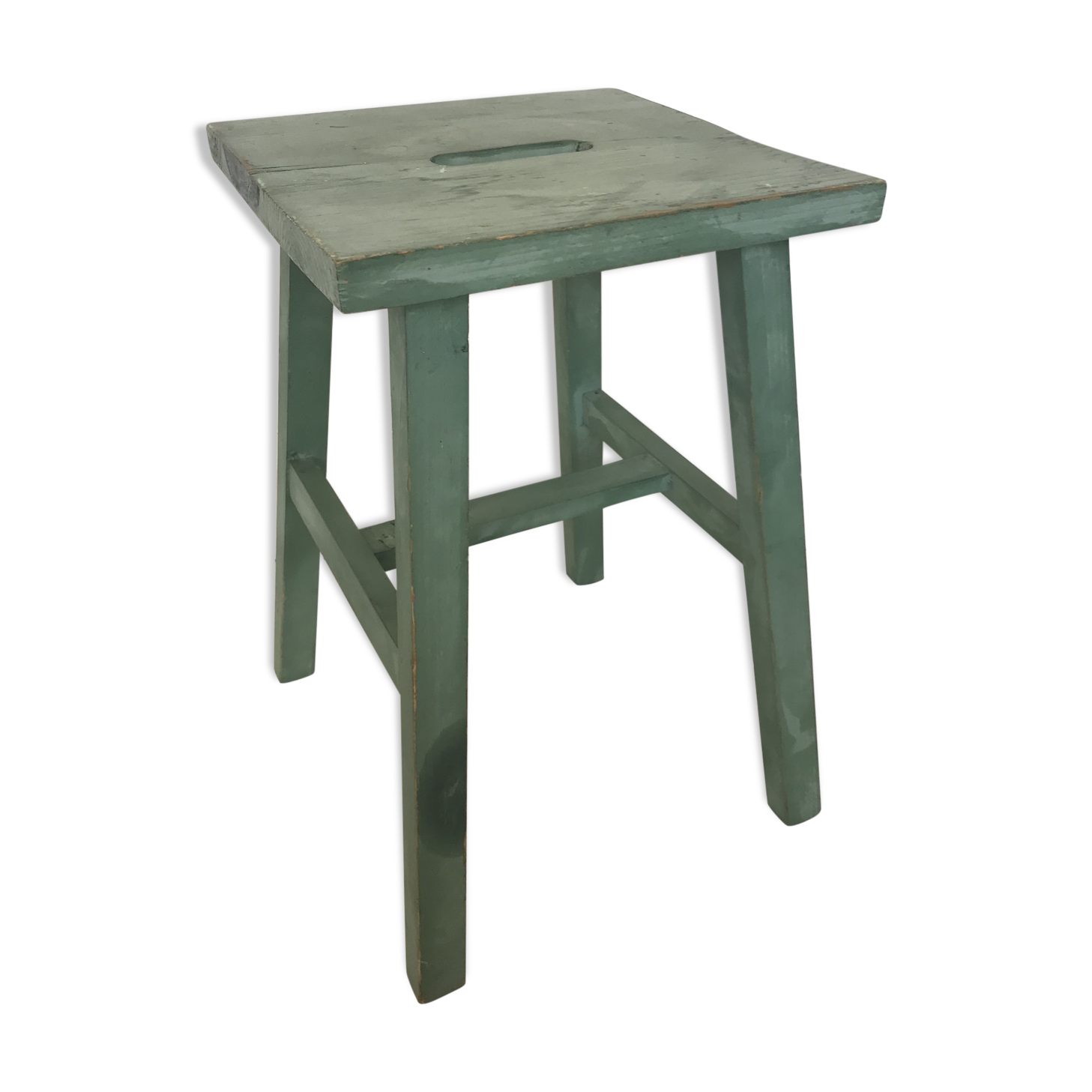 Green wooden stool
