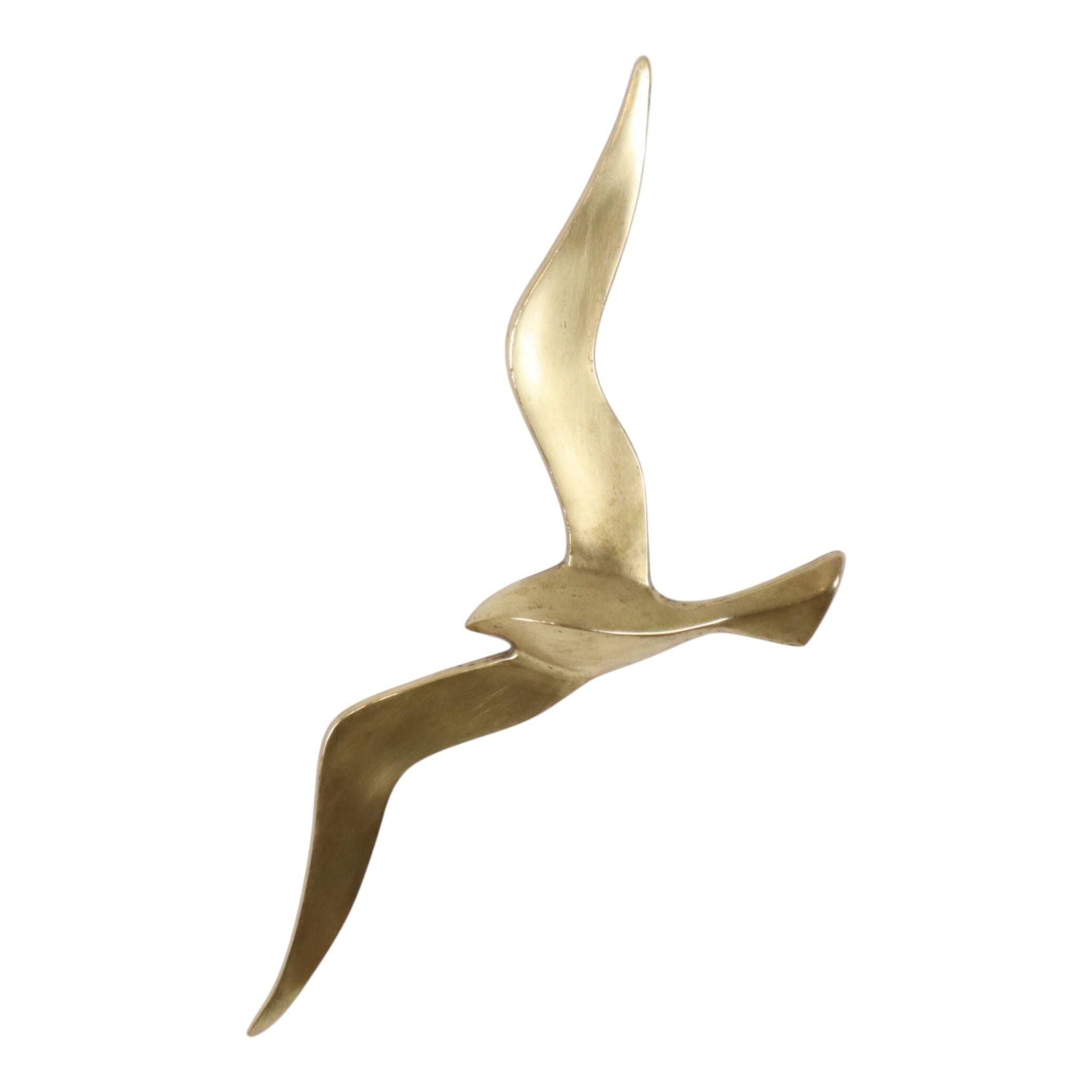 Mid Century Brass Seagull Bird Wall Decoration 35cm