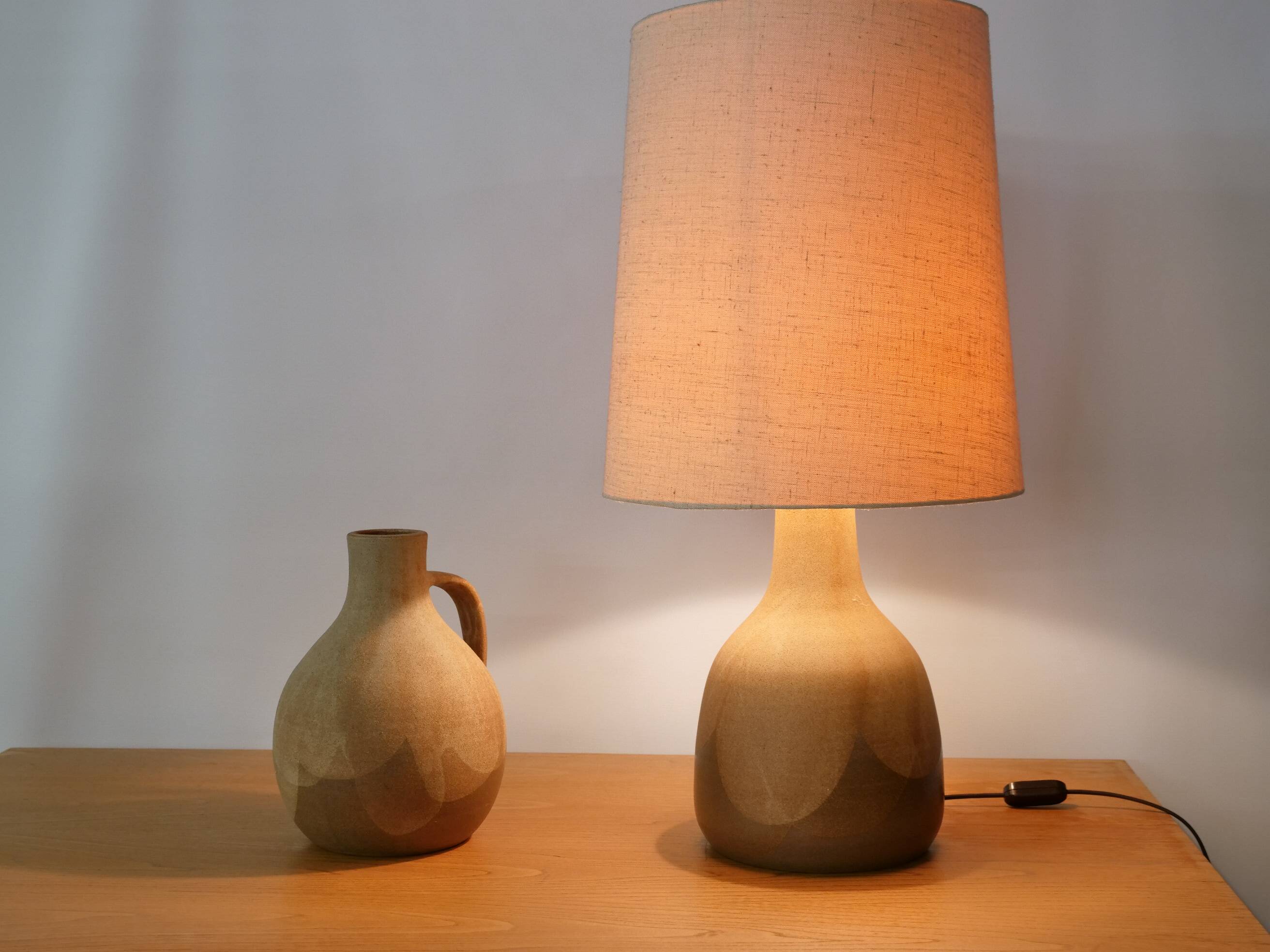 Design Studio Ceramic Lamp and Vase by Krösselbach, Set of 2, 1970s