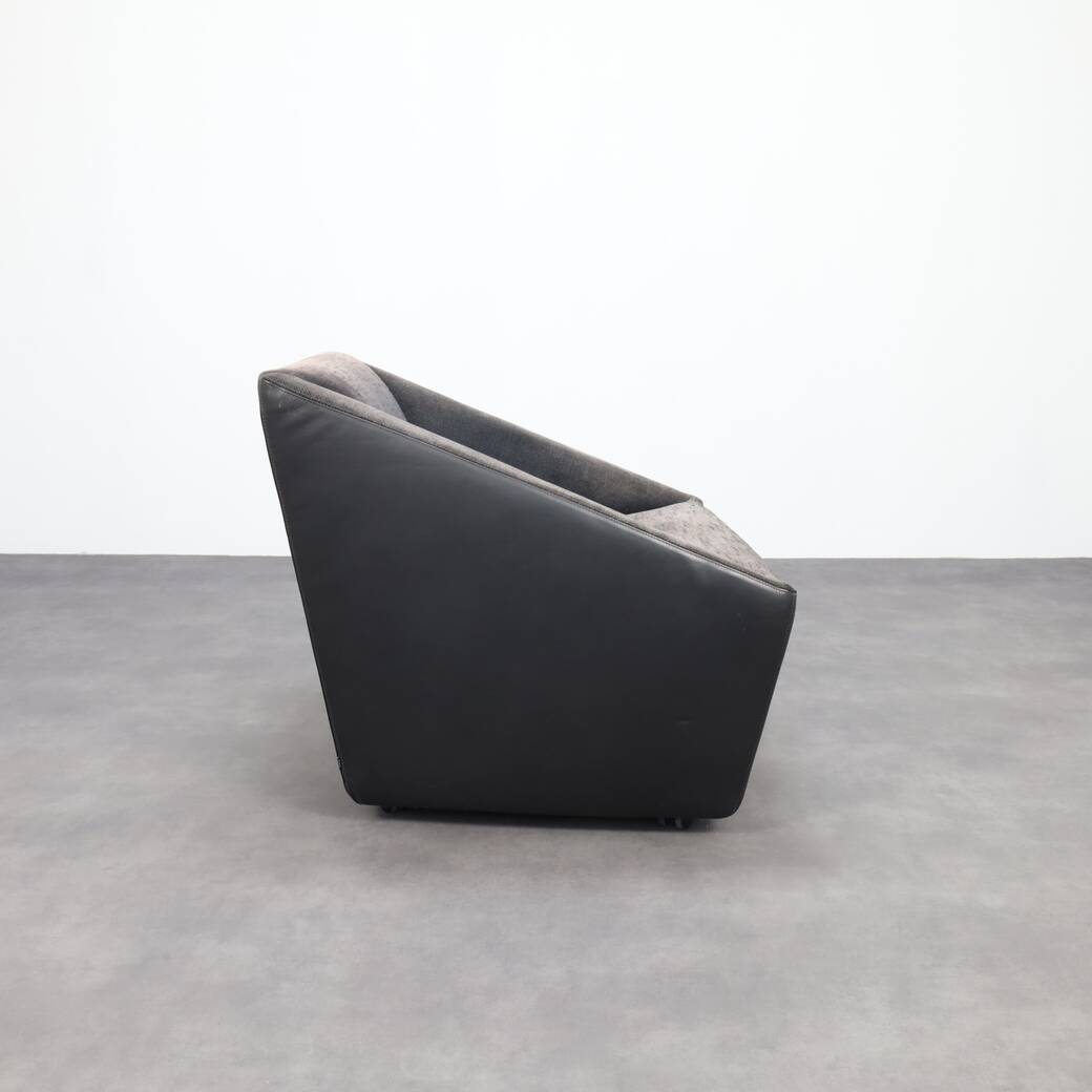Postmodern Leather Armchair on Wheels by Cor