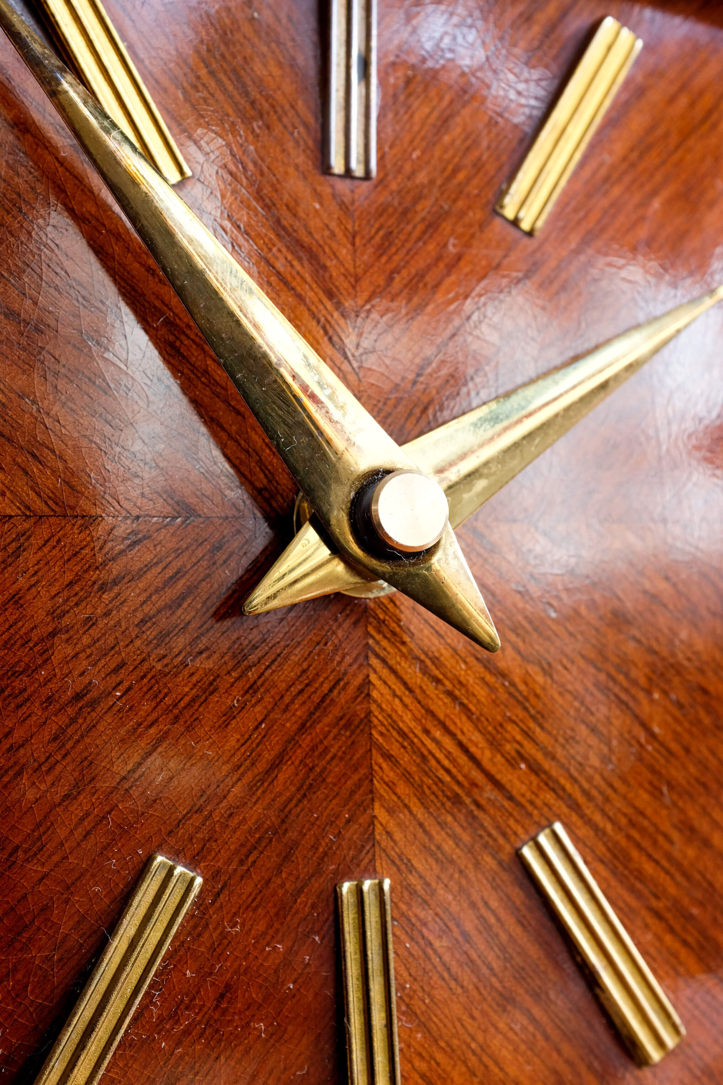 Vintage wooden weimar table clock made by germany, 1960s