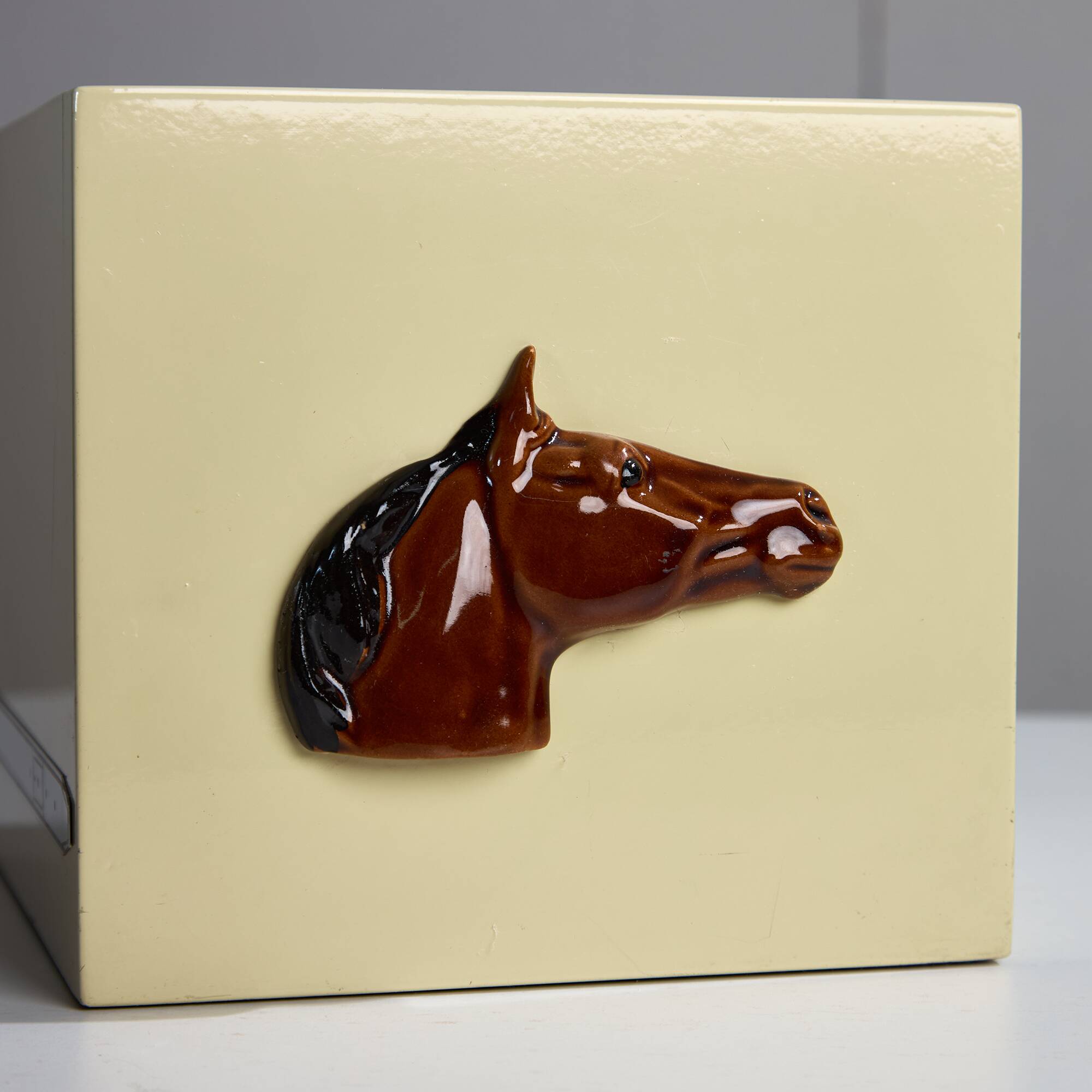 Vintage Ice Cube Holder with Ceramic Horse-Head