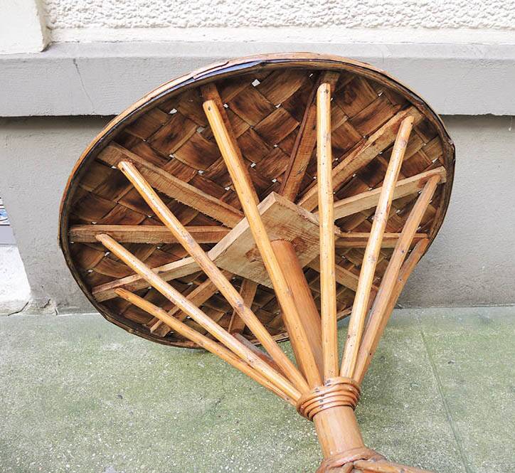 Old Bamboo Table & Woven Palm Leaves