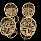 Set de 4 tabourets de bar en rotin 60, Italie