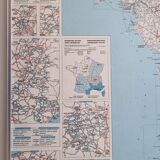Framed vintage "Michelin" road map from the 80s, 111 cm x 100 cm