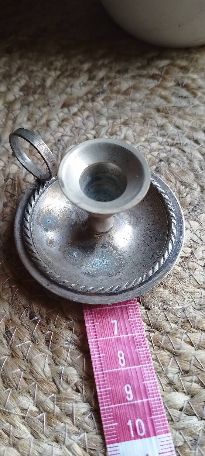 Mini silver metal candle holder