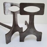 Pair of chenets modernist style steel design 70s