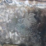 Antique silver-plated metal tray with gilt edges – Grape cluster motif