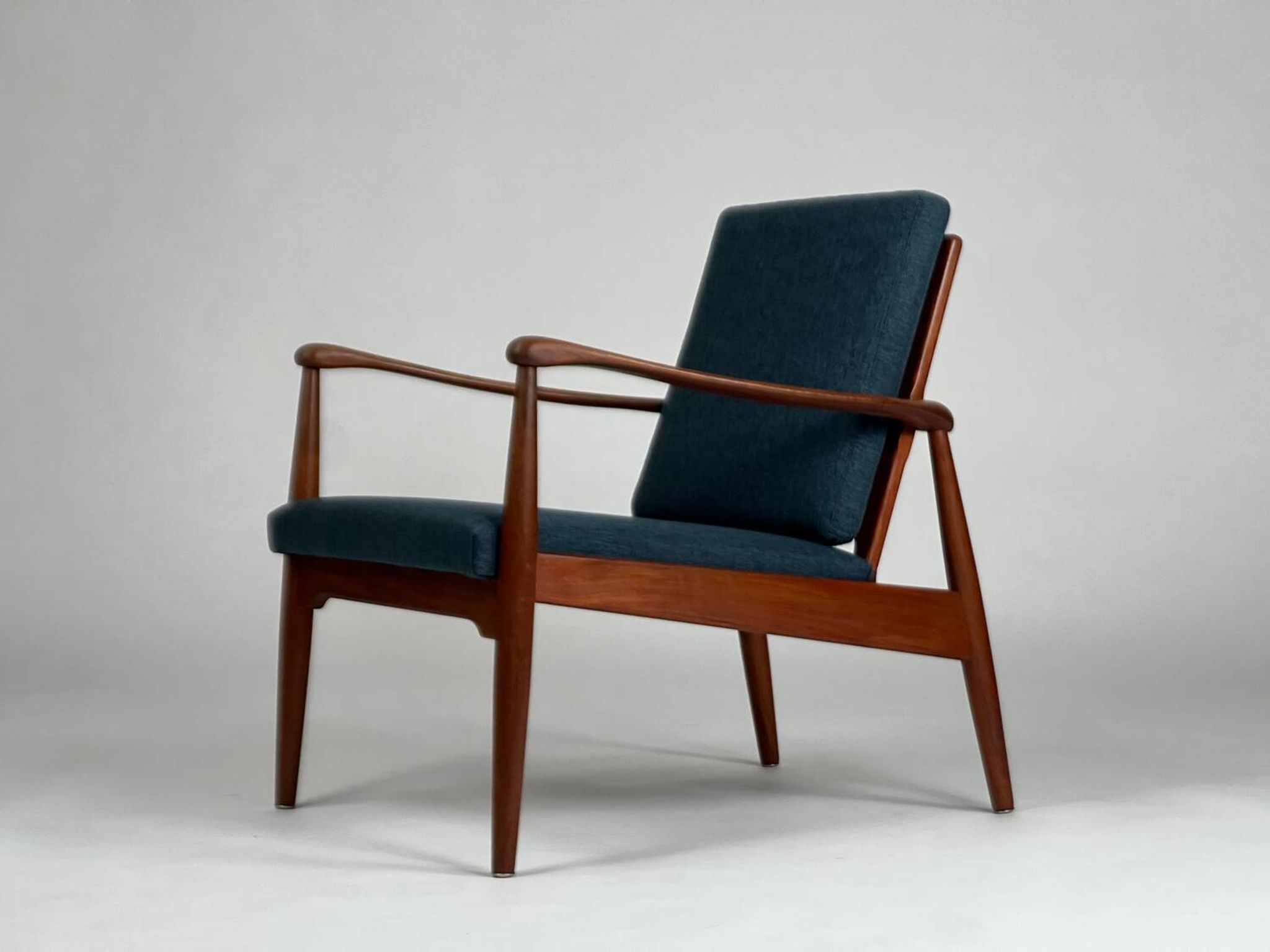Mid-century teak armchair easy chair reupholstered 60s vintage