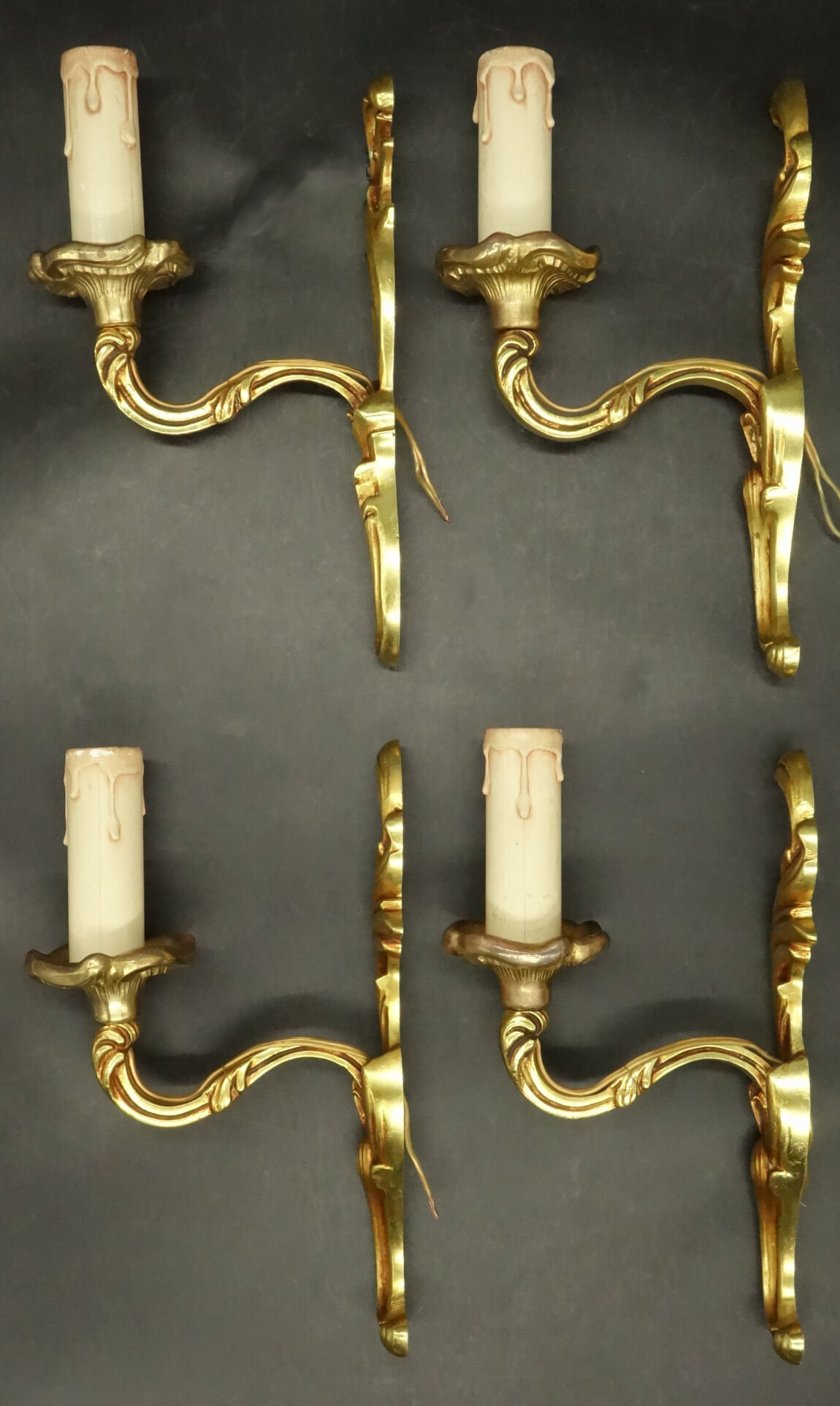 Series of 4 louis XV style wall lamps - Lucien Gau, Paris