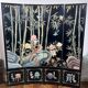 Chinese lacquered screen with decorations of birds and bamboo. Chinese work. Around 1950.
