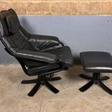 Fauteuil pivotant Skalma avec repose-pieds design danois
