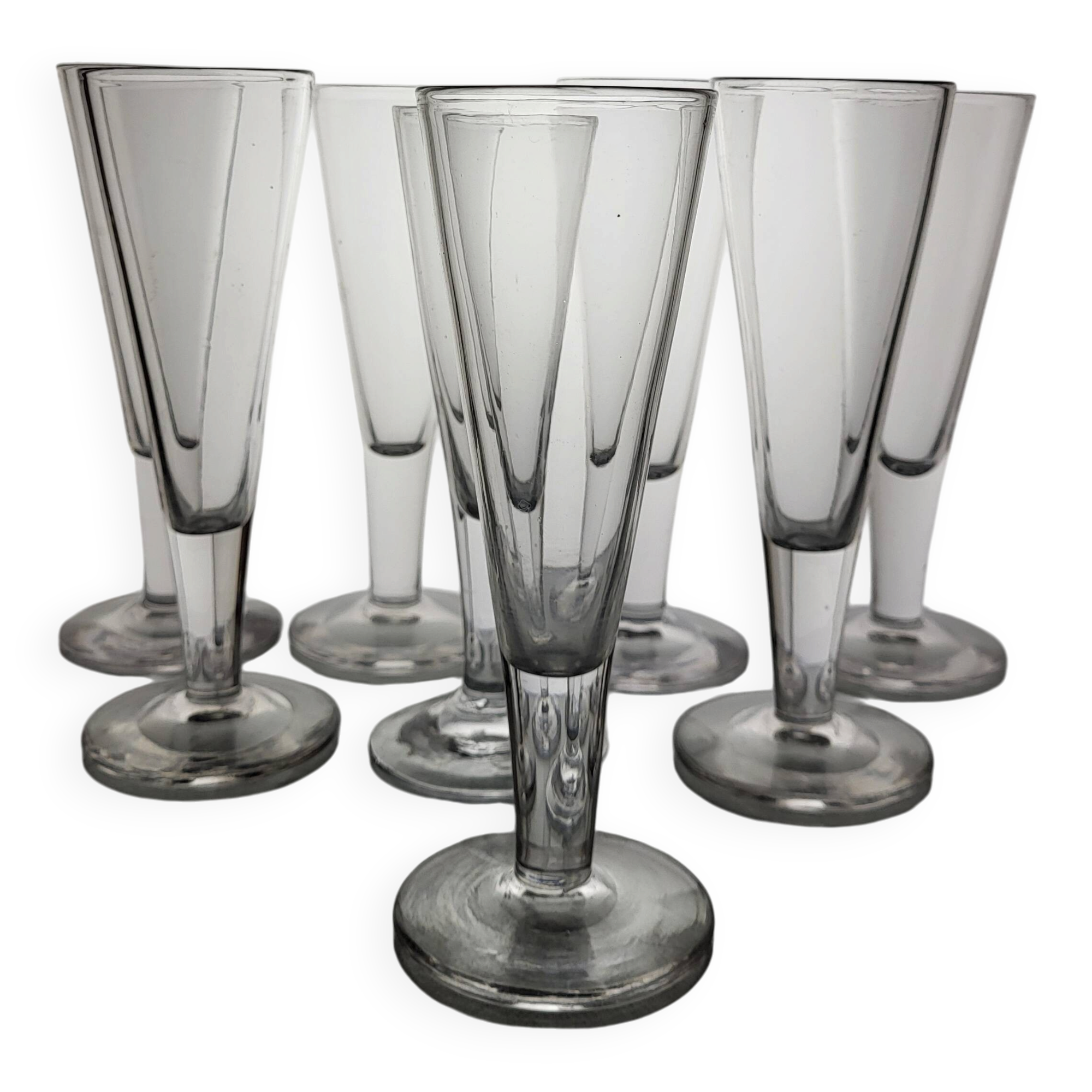 8 flûtes à champagne en cristal - XIXème