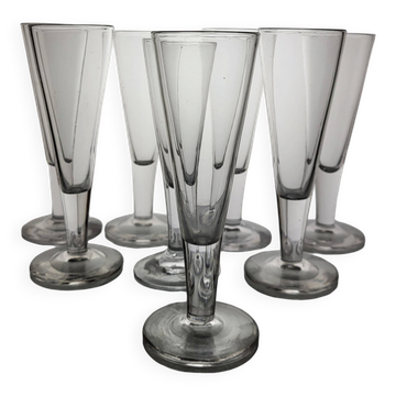 8 crystal champagne flutes - 19th century