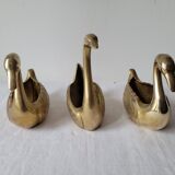 Trio of zoomorphic brass swan empty pockets