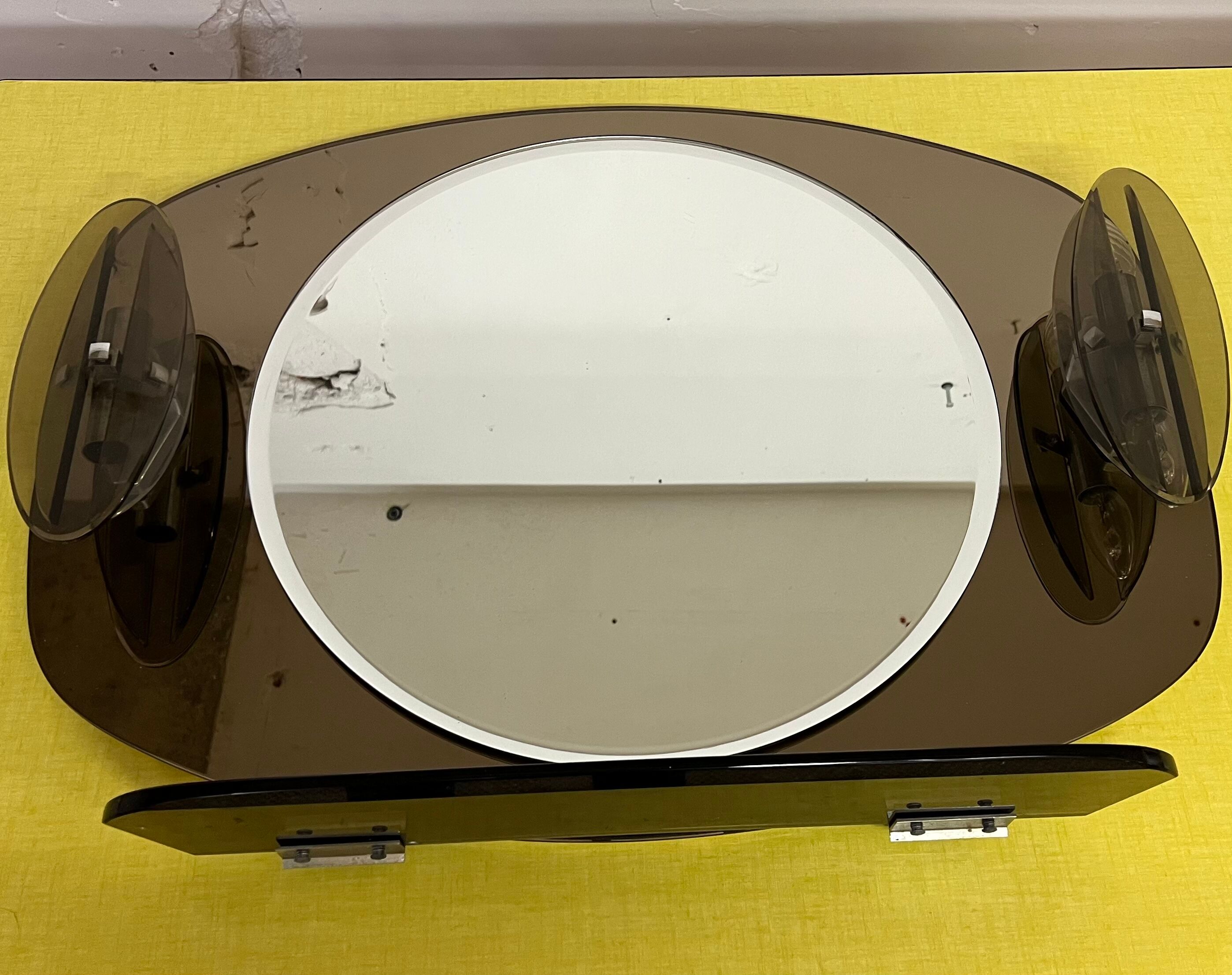 Mirror with glass sconces