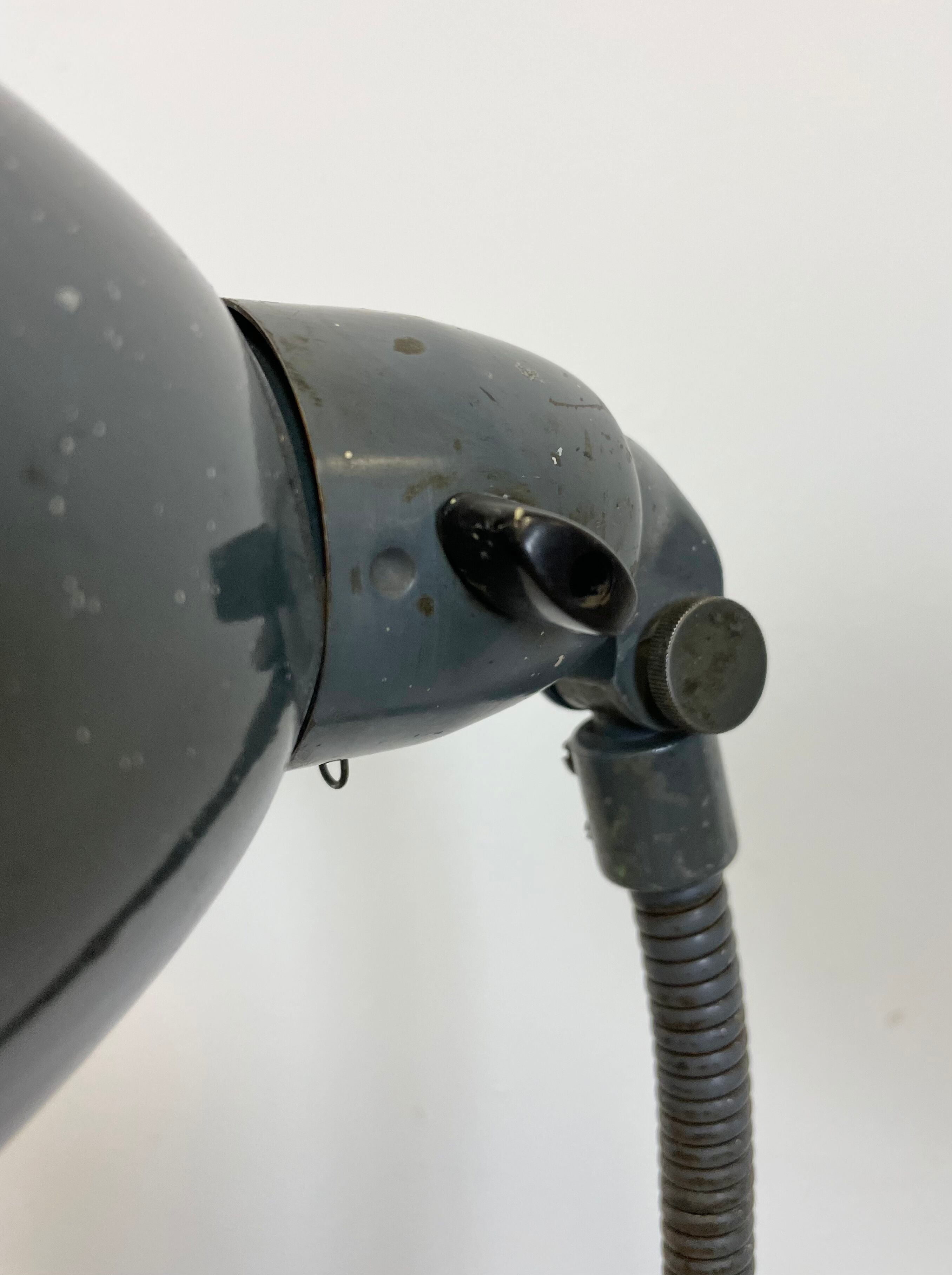 Industrial Grey Enamel Gooseneck Desk Lamp from Siemens, 1950s