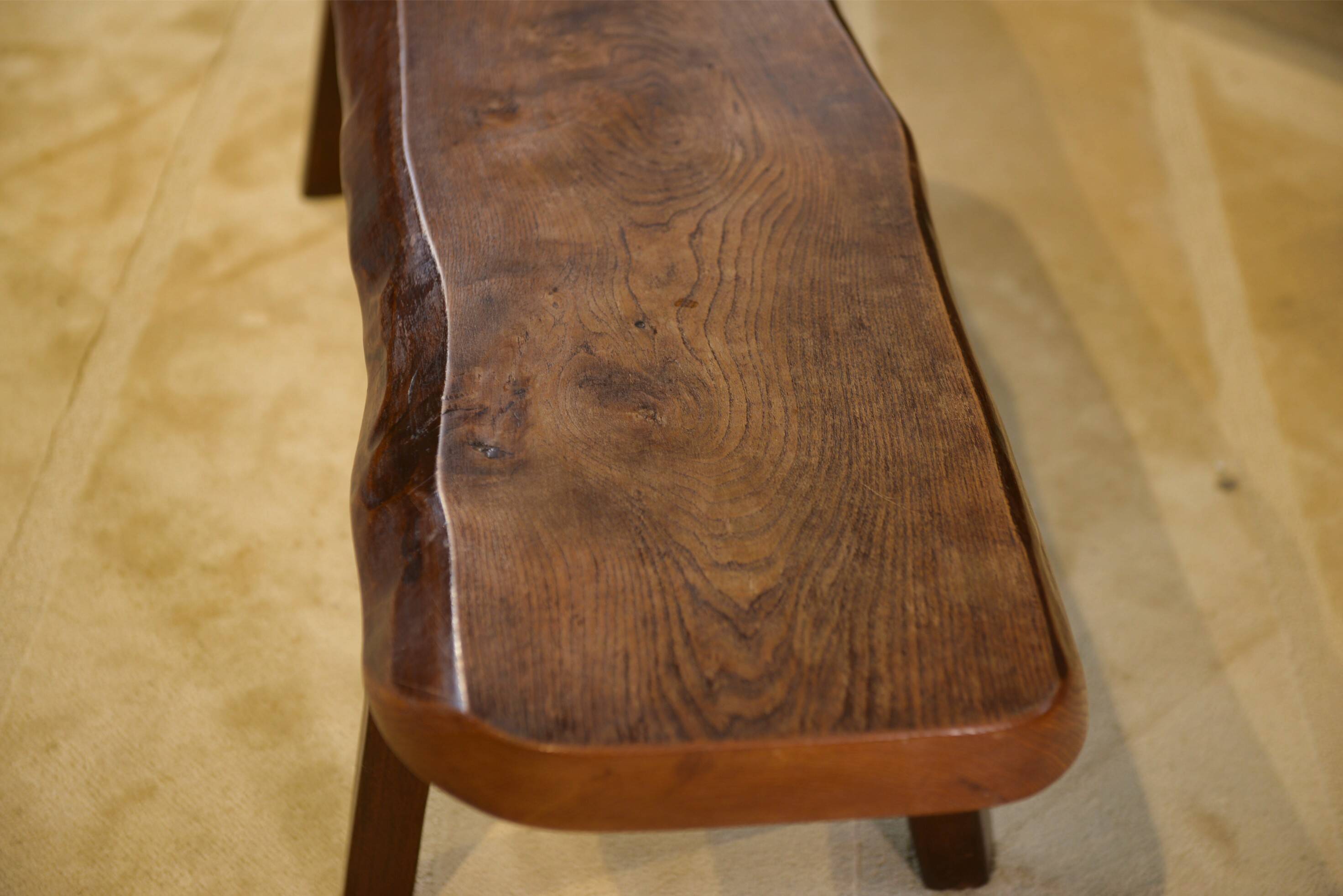 Brutalist elm bench by Aranjou, 1950s