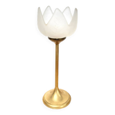 Tulip candle holder in brass and frosted glass