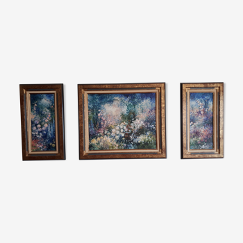 Triptyque « fleurs du jardin »