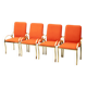 Set of 4 vintage golden metal and orange fabric chairs, 1970s modernist