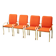 Set of 4 vintage golden metal and orange fabric chairs, 1970s modernist